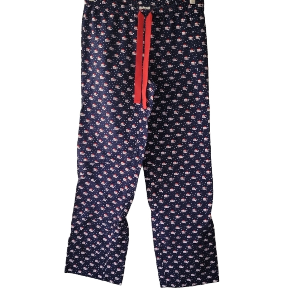 Vineyard Vines Christmas Santa Whales Flannel Pajama Pants Red White Blue Sz XXS